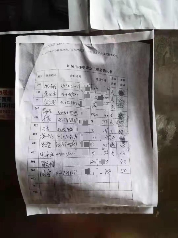 湘潭县上水西郡E5栋部分业主违法在绿化带中修建电梯